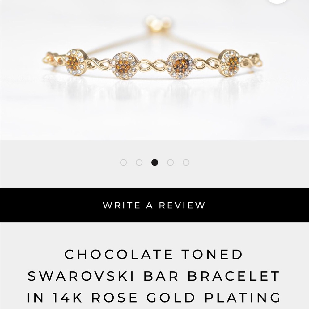 CHOCOLATE SWAROVSKI BAR BRACELET 14K GOLD PLATING